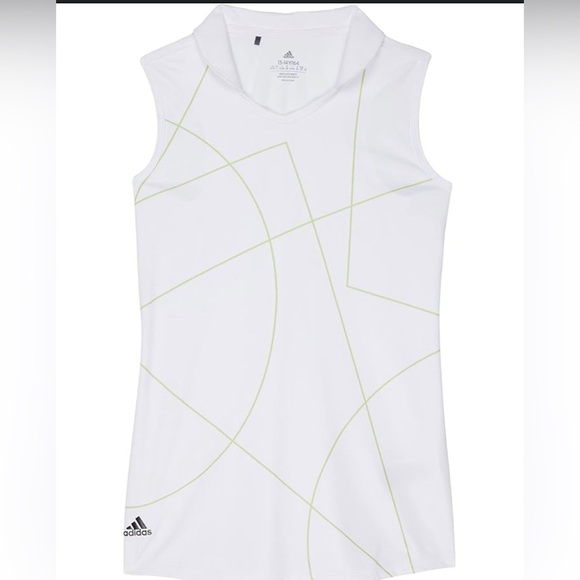Adidas Girls Sleeveless Golf Polo Pulse Lime White Size Medium NWT - Picture 3 of 4